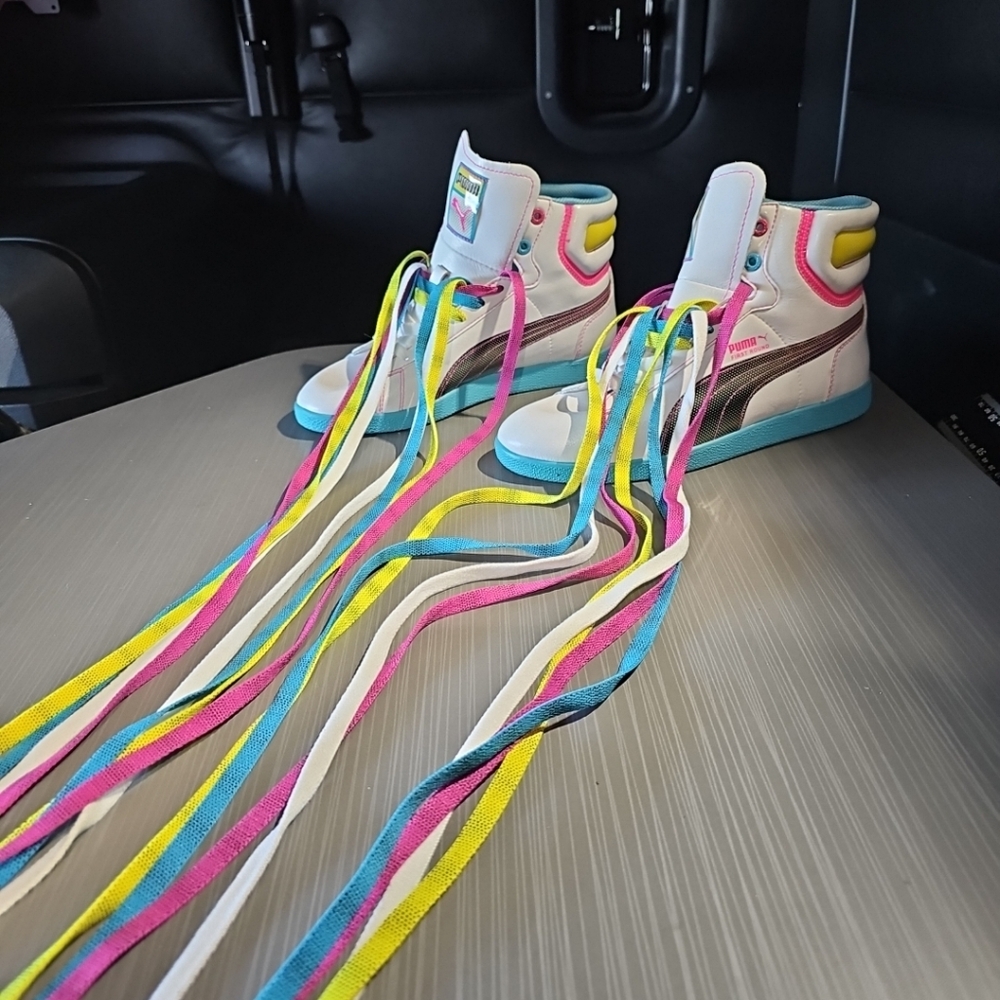 Puma First Round Flipper Cray High-Top Sneaker Women's 6.5 White Multicolor NWOT